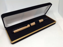 Load image into Gallery viewer, (06) - Beech Wood Twist Style Slimline Pen in a Black Velvet Presentation Case