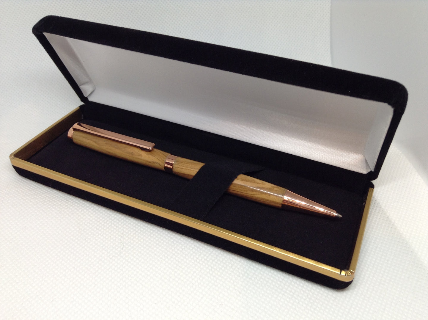 (07) - Zebrano Wood Twist Style Slimline Pen in a Black Velvet Presentation Case