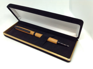 (12) - English Yew Wood Twist Style Slimline Pen in a Black Velvet Presentation Case