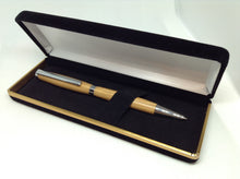 Load image into Gallery viewer, (15) - Twist Style Slimline Pen With a Light Coloured Wood in a Black Velvet Presentation Case