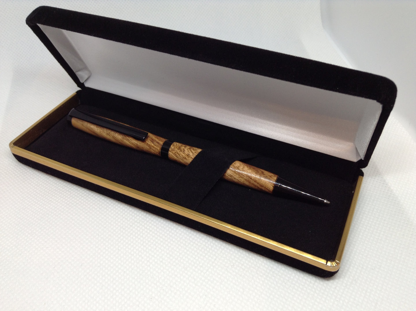 (16) - Zebrano Wood Twist Style Slimline Pen in a Black Velvet Presentation Case