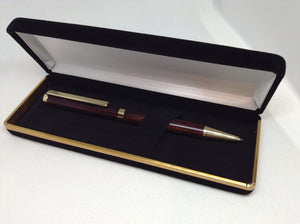 (17) - Indian Rosewood Twist Style Slimline Pen in a Black Velvet Presentation Case