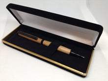 Load image into Gallery viewer, (19) - Light Brown Twist Style Slimline Pen in a Black Velvet Presentation Case