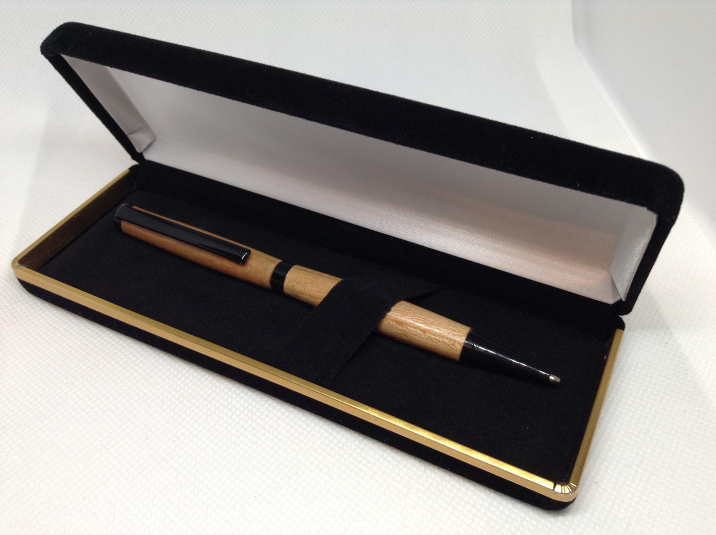 (19) - Light Brown Twist Style Slimline Pen in a Black Velvet Presentation Case