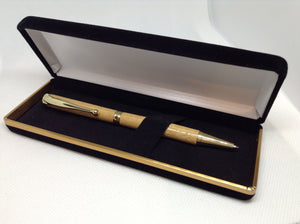 (20) - Idigbo Wood Twist Style Fancy Slimline Pen with a Black Velvet Presentation Case