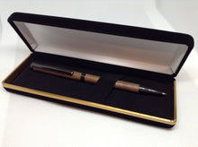 Load image into Gallery viewer, (21) - Walnut Wood Twist Style Slimline Pen with a Black Velvet Presentation Case