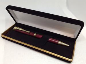 (22) - Purple Heart Twist Style Fancy Slimline Pen in a Black Velvet Presentation Case