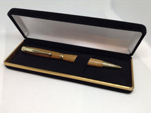 Load image into Gallery viewer, (23) - Teak Wood Twist Style Fancy Slimline Pen in a Black Velvet Presentation Case