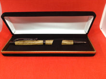 Load image into Gallery viewer, (24) - Irish Figured Oak Fancy Slimline Pencil in a Black Velvet Presentation Case