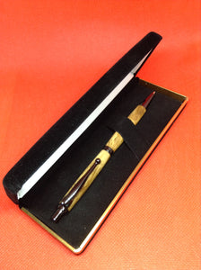 (24) - Irish Figured Oak Fancy Slimline Pencil in a Black Velvet Presentation Case