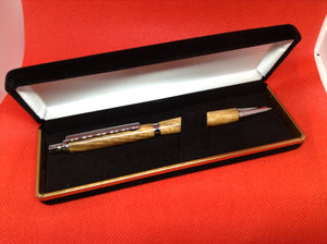 (25) Zebrano Wood Slimline Click Pencil in a Black Velvet Presentation Case