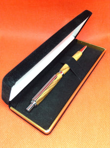 (25) Zebrano Wood Slimline Click Pencil in a Black Velvet Presentation Case