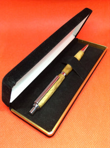 (26) Irish Figured Oak Slimline click Pencil in a Black Velvet Presentation Case