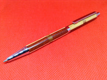 Load image into Gallery viewer, (28) Slimline click Pencil with Padauk &amp; Tulipwood and with a band of Bubinga &amp; Cherry Wood