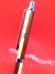 (28) Slimline click Pencil with Padauk & Tulipwood and with a band of Bubinga & Cherry Wood