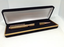 Load image into Gallery viewer, (18) - Light Brown Twist Style Slimline Pen in a Black Velvet Presentation Case