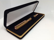 Load image into Gallery viewer, (18) - Light Brown Twist Style Slimline Pen in a Black Velvet Presentation Case