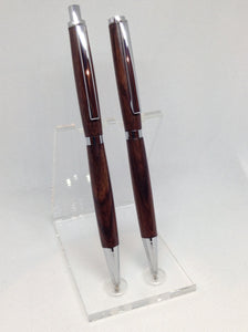 Indian Rosewood Slimline Pen & Pencil Set in a Black Velvet Presentation Case