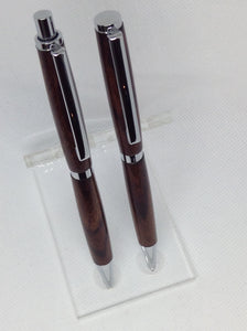 Indian Rosewood Slimline Pen & Pencil Set in a Black Velvet Presentation Case