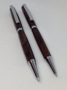 Indian Rosewood Slimline Pen & Pencil Set in a Black Velvet Presentation Case