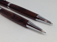 Load image into Gallery viewer, Indian Rosewood Slimline Pen &amp; Pencil Set in a Black Velvet Presentation Case