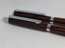 Load image into Gallery viewer, Indian Rosewood Slimline Pen &amp; Pencil Set in a Black Velvet Presentation Case