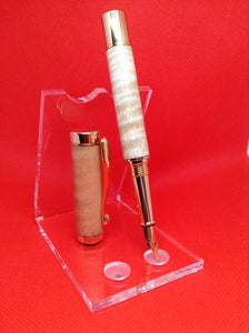 (30) Curly Maple Gold colour Platted Fountain Pen