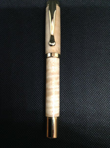 (30) Curly Maple Gold colour Platted Fountain Pen