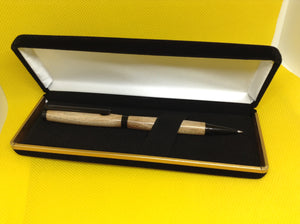 (32) -  Wytch Elm Wood Twist Style Slimline Pen in a Black Velvet Presentation Case