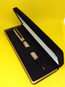 (32) -  Wytch Elm Wood Twist Style Slimline Pen in a Black Velvet Presentation Case