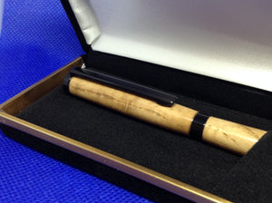 (33) - Irish Figured Oak Twist Style Slimline Pen in a Black Velvet Presentation Case