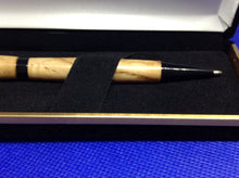 Load image into Gallery viewer, (33) - Irish Figured Oak Twist Style Slimline Pen in a Black Velvet Presentation Case