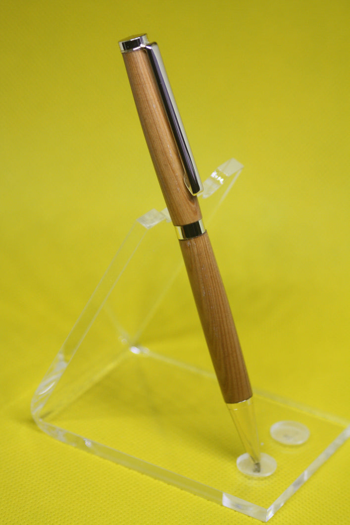 (03) - English Yew Wood Twist Style Slimline Pen