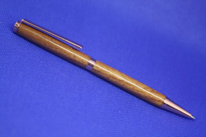 (02) - Light Brown Wood Twist Style Slimline Pen