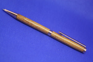 (02) - Light Brown Wood Twist Style Slimline Pen