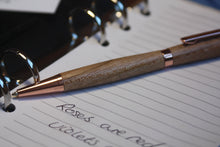 Load image into Gallery viewer, (01) - Elegant rose gold coloured twist style slimline pen