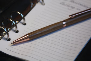 (02) - Light Brown Wood Twist Style Slimline Pen