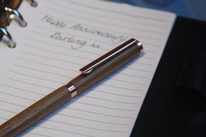 (02) - Light Brown Wood Twist Style Slimline Pen