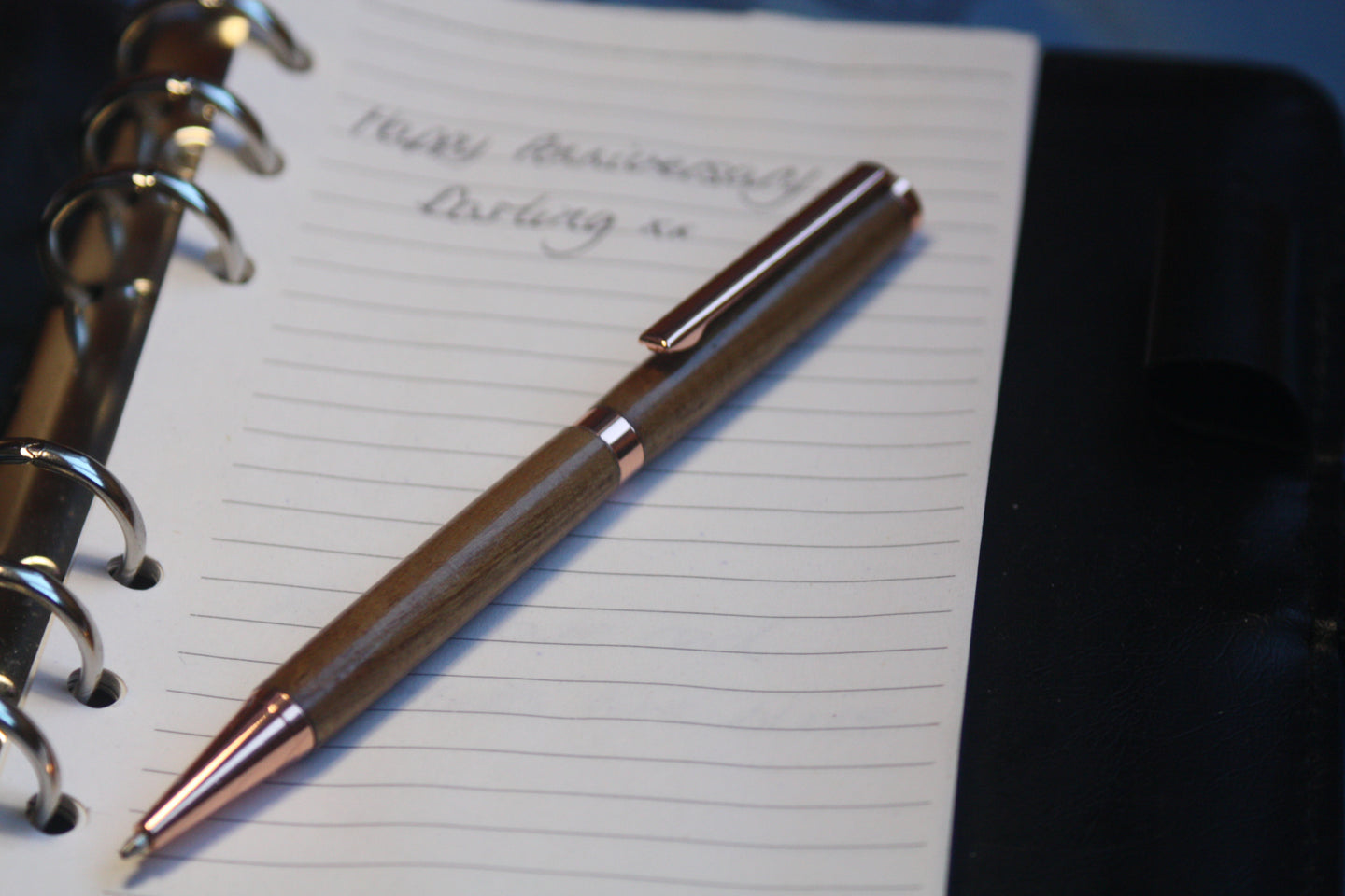 (02) - Light Brown Wood Twist Style Slimline Pen