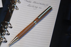 (03) - English Yew Wood Twist Style Slimline Pen