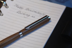 (05) - Caramel Coloured Wood Twist Style Slimline Pen