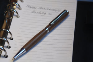 (05) - Caramel Coloured Wood Twist Style Slimline Pen